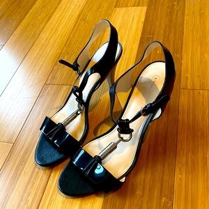 Coach strappy black sandal pumps